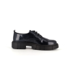 derby plateforme bleu en cuir vernis