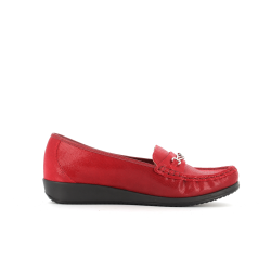 mocassin rouge en cuir