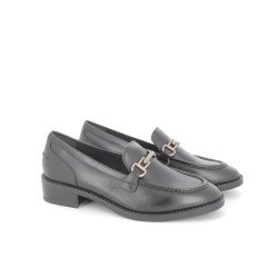 Mocassin noir en cuir