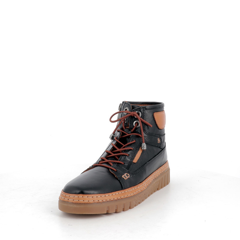 baskets montantes Pedro Torres en cuir noir et marron