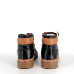 baskets montantes Pedro Torres en cuir noir et marron