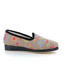 Chaussons Femme Multicolores à Motifs Fleurs Brodés Semelflex
