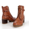 chaussures montantes à talon en cuir marron