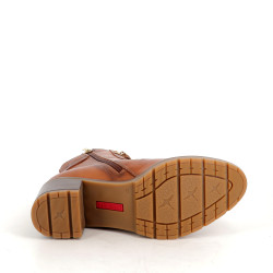 chaussures montantes à talon en cuir marron