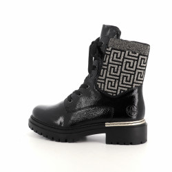 Bottines Noires Avec Motif Rieker