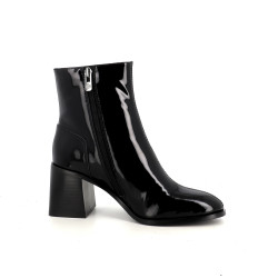 Bottines en cuir vernis noir Emilie Karston