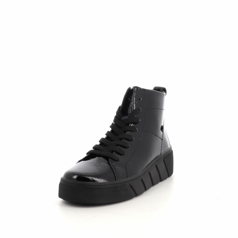 Chaussures Montantes En Cuir Vernis Noir Rieker