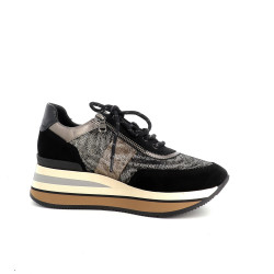 Baskets en cuir noir Géo Reino