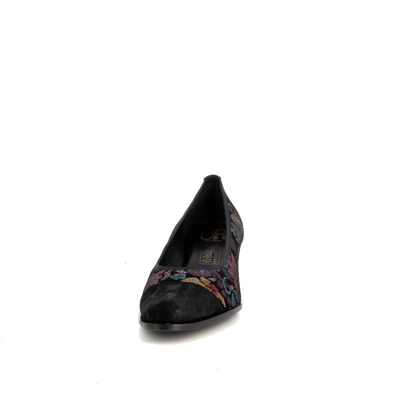 Ballerines à talons en cuir noir Géo Reino