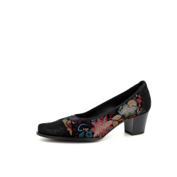Ballerines à talons en cuir noir Géo Reino