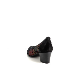 Ballerines à talons en cuir noir Géo Reino