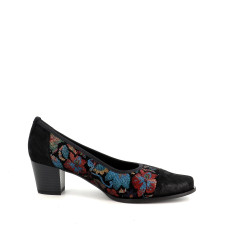 Ballerines à talons en cuir noir Géo Reino