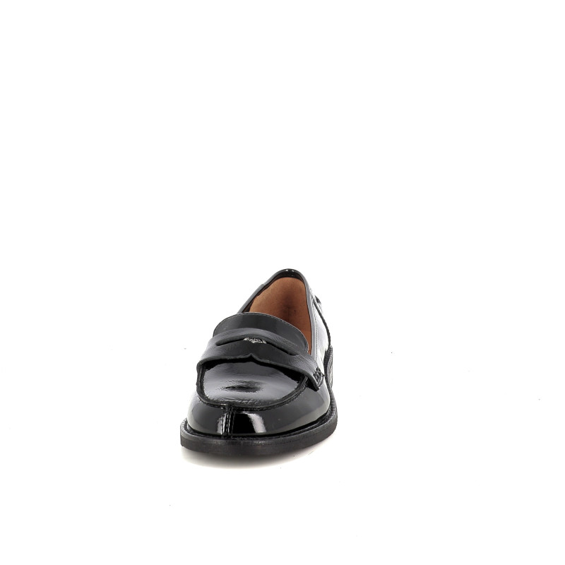 Mocassins en cuir vernis noir Emilie Karston
