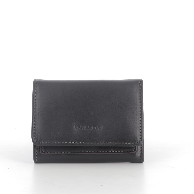 Portefeuille en Cuir Noir Anti-RFID Petit Format Wylson
