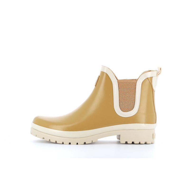 bottine en caoutchouc beige
