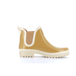 bottine en caoutchouc beige