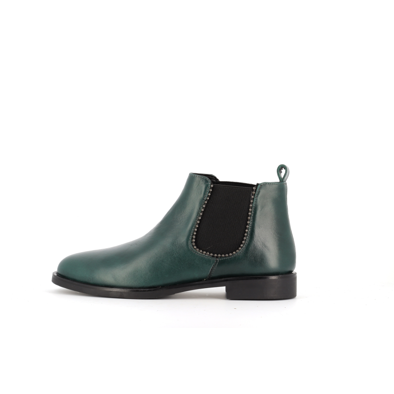 Bottine vert en cuir