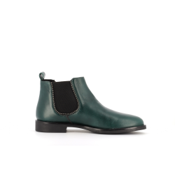Bottine vert en cuir