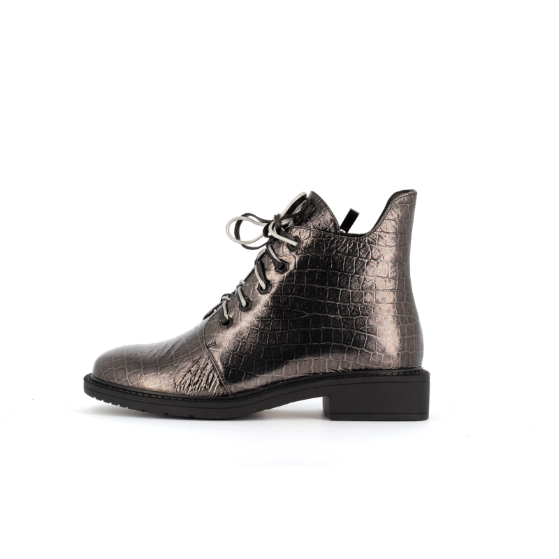 Bottine argent en cuir