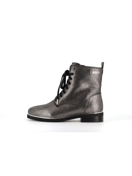 bottine argent en cuir