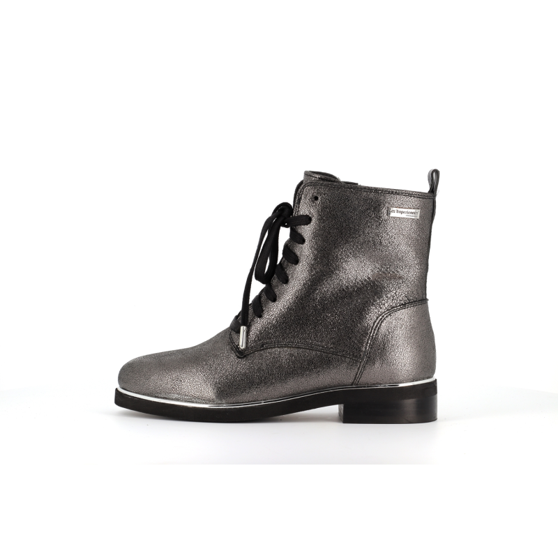 bottine argent en cuir