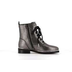 bottine argent en cuir