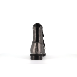 bottine argent en cuir