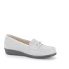 mocassin argent en cuir