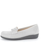 mocassin argent en cuir