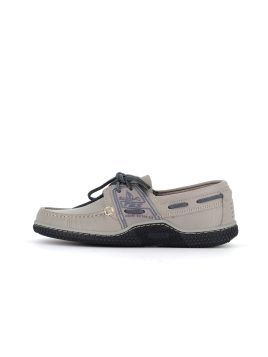 chaussure bateau en cuir gris