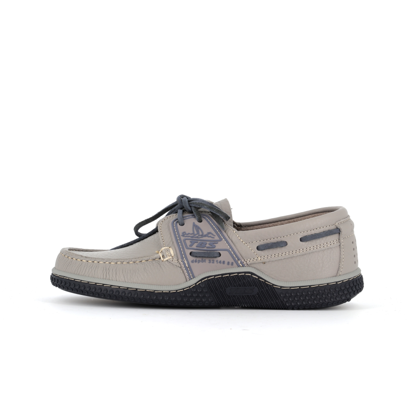 chaussure bateau en cuir gris
