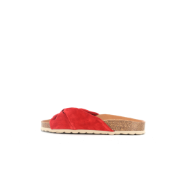 sandale rouge en cuir