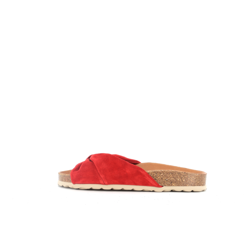 sandale rouge en cuir