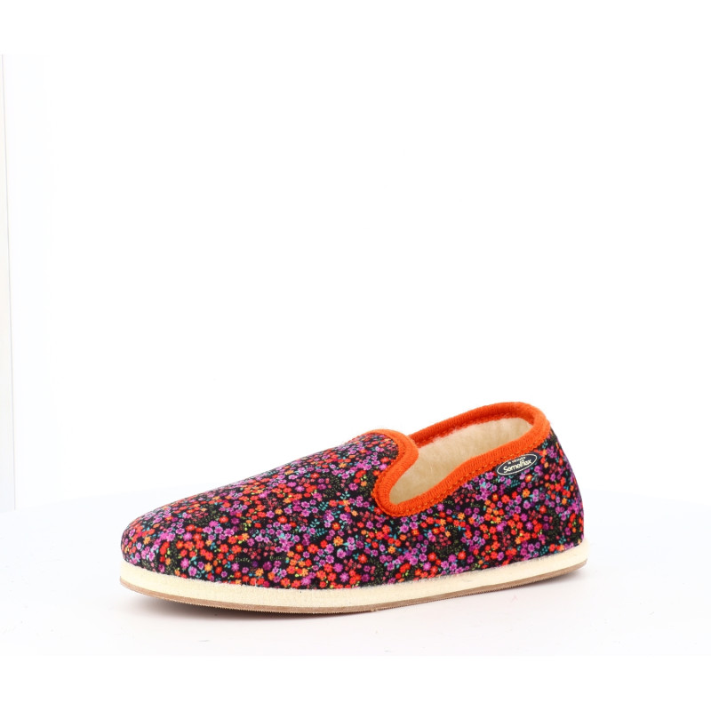 Chausson Semelflex orange à fleurs