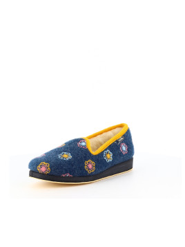 Chausson Semelflex bleuet à fleurs en laine