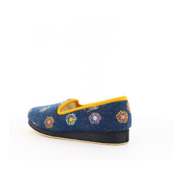 Chausson Semelflex bleuet à fleurs en laine