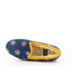 Chausson Semelflex bleuet à fleurs en laine
