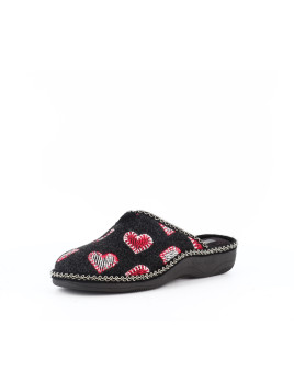 Chausson Semelflex noir enà motifs coeurs