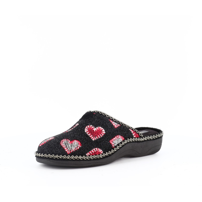 Chausson Semelflex noir enà motifs coeurs