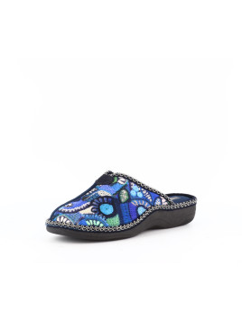 Chausson Semelflex bleu à motifs fleurs