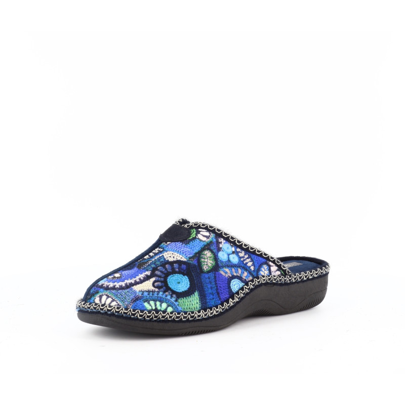 Chausson Semelflex bleu à motifs fleurs