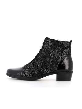 Bottine noir en cuir et synthétique