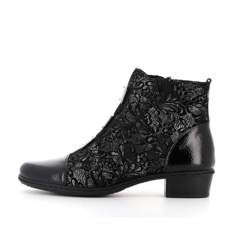 Bottine noir en cuir et synthétique