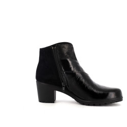 bottine Imac noir en cuir vernis et velours
