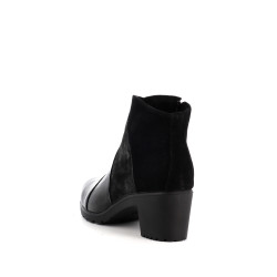 bottine Imac noir en cuir vernis et velours