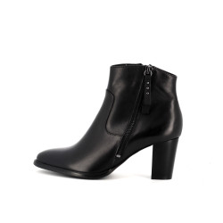 Bottine à talon noir en cuir