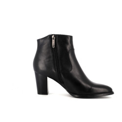 Bottine à talon noir en cuir