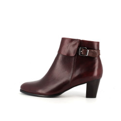 Bottine rouge bordeaux en cuir