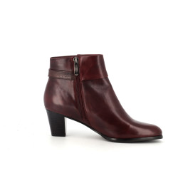 Bottine rouge bordeaux en cuir