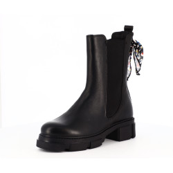 Bottine Goodstep noir en cuir avec ruban à l'arrière